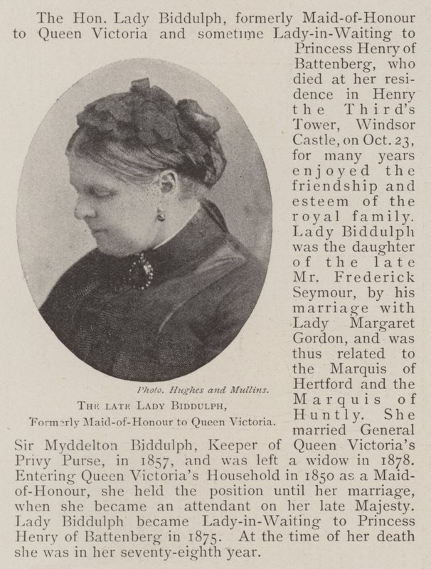 A falecida lady Biddulph, anteriormente empregada de honra da rainha Victoria de English Photographer