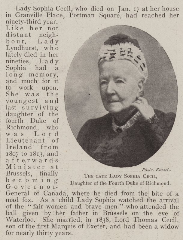 A falecida Lady Sophia Cecil, filha do quarto duque de Richmond de English Photographer