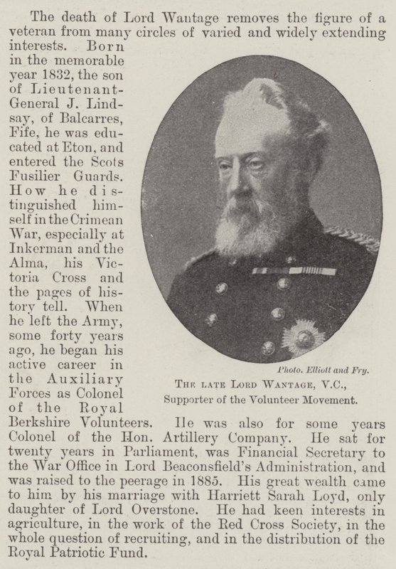 O falecido Lord Wantage, VC, apoiador do movimento voluntário de English Photographer