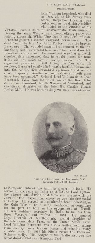 O falecido Lord William Beresford, VC, ex-coronel 9th Lancers de English Photographer