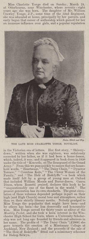 A falecida Miss Charlotte Yonge, romancista de English Photographer
