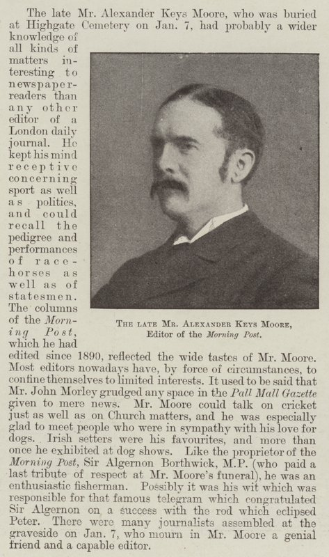 O falecido Sr. Alexander Keys Moore, Editor do Morning Post de English Photographer