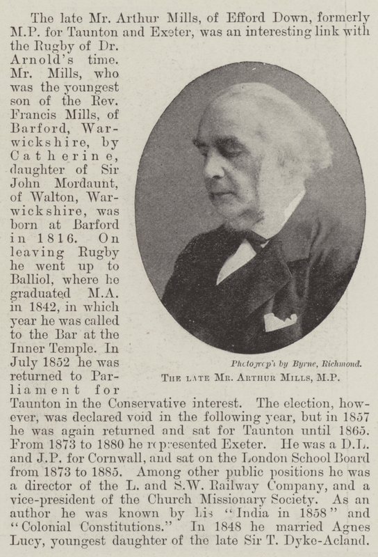 O falecido Sr. Arthur Mills, MP de English Photographer