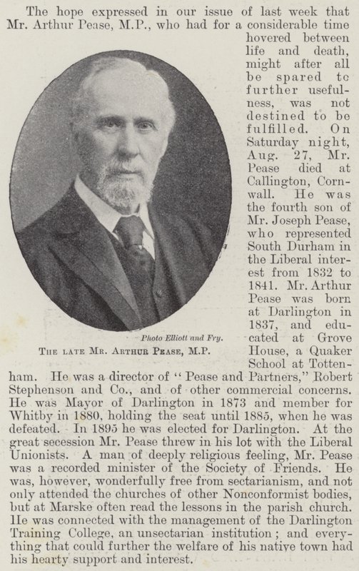 O falecido Sr. Arthur Pease, MP de English Photographer