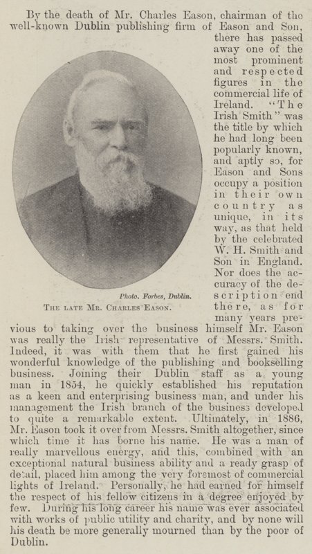 O falecido Sr. Charles Eason de English Photographer