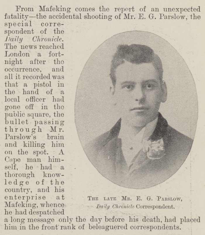 O falecido Sr. EG Parslow, Correspondente do Daily Chronicle de English Photographer