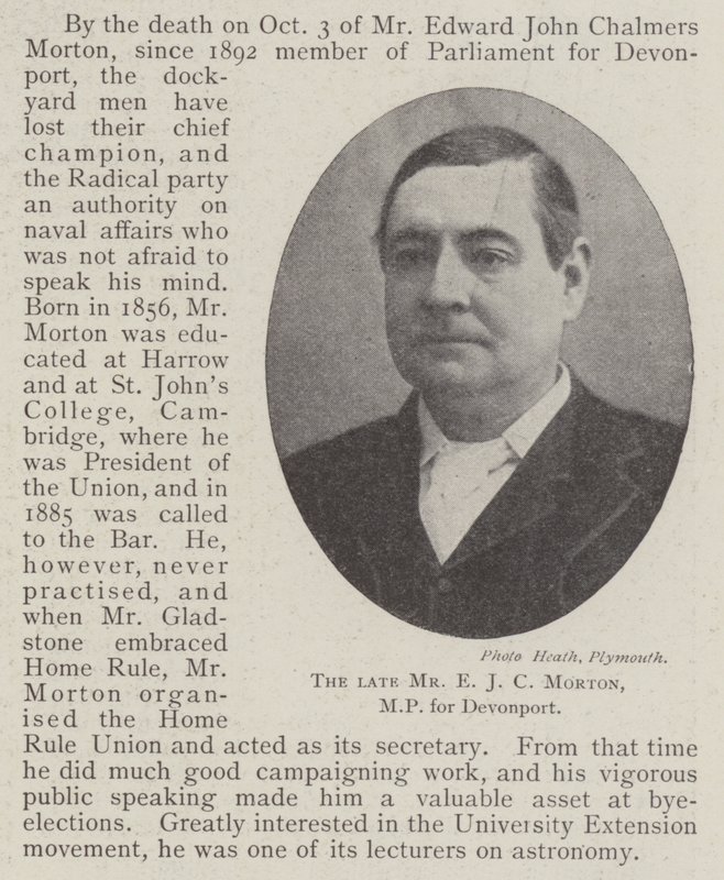 O falecido Sr. EJC Morton, MP para Devonport de English Photographer