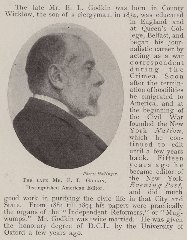 O falecido Sr. EL Godkin, Distinguished American Editor de English Photographer