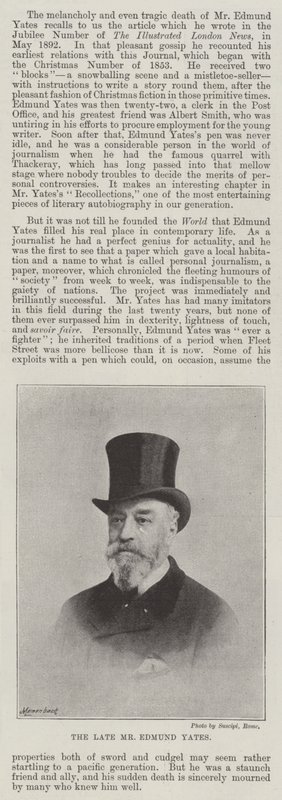 O falecido Sr. Edmund Yates de English Photographer