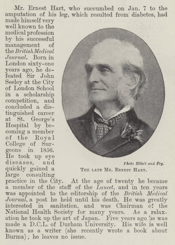 O falecido Sr. Ernest Hart de English Photographer