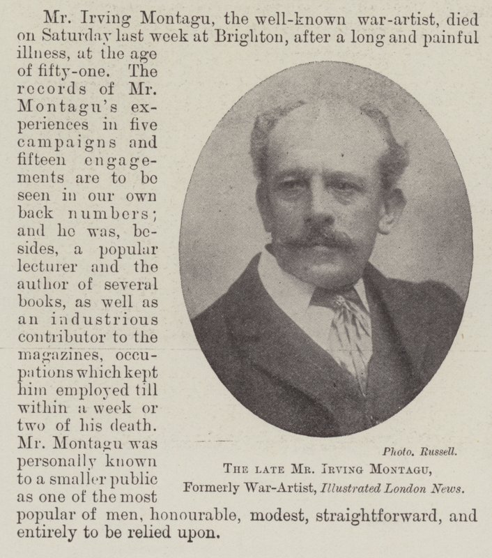 O falecido Sr. Irving Montagu, antigo artista de guerra, Ilustrado Londres News de English Photographer