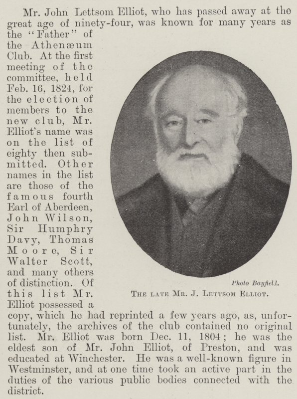 O falecido Sr. J Lettsom Elliot de English Photographer