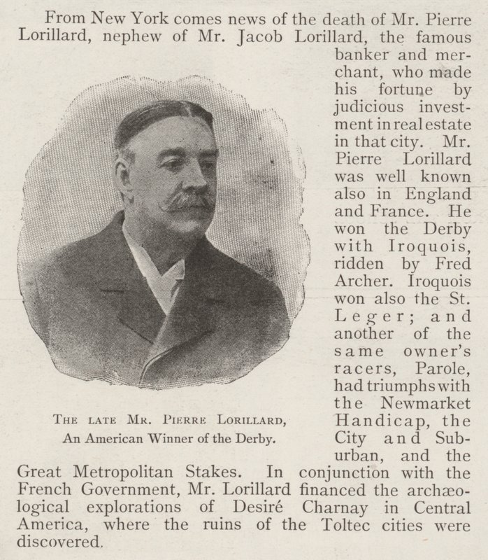 O falecido Sr. Pierre Lorillard, um vencedor americano do Derby de English Photographer