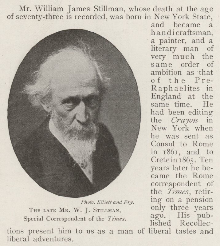 O falecido Sr. WJ Stillman, Correspondente Especial do Times de English Photographer