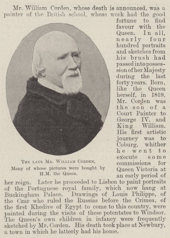O falecido Sr. William Corden, Muitas de cujas fotos foram compradas por HM a Rainha de English Photographer