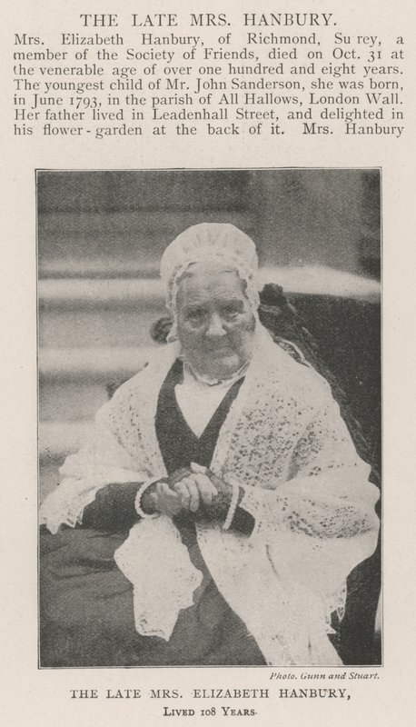 A falecida Sra. Elizabeth Hanbury, viveu 108 anos de English Photographer