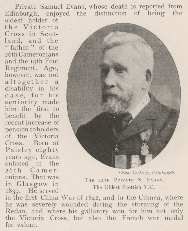 O falecido Private S Evans, o mais antigo VC escocês de English Photographer