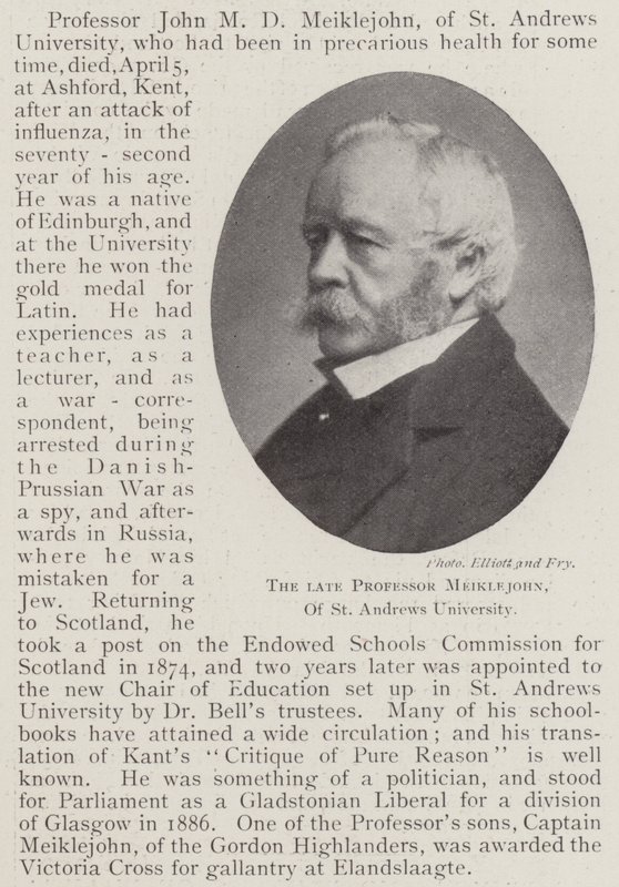 O falecido professor Meiklejohn, da Universidade de St Andrews de English Photographer