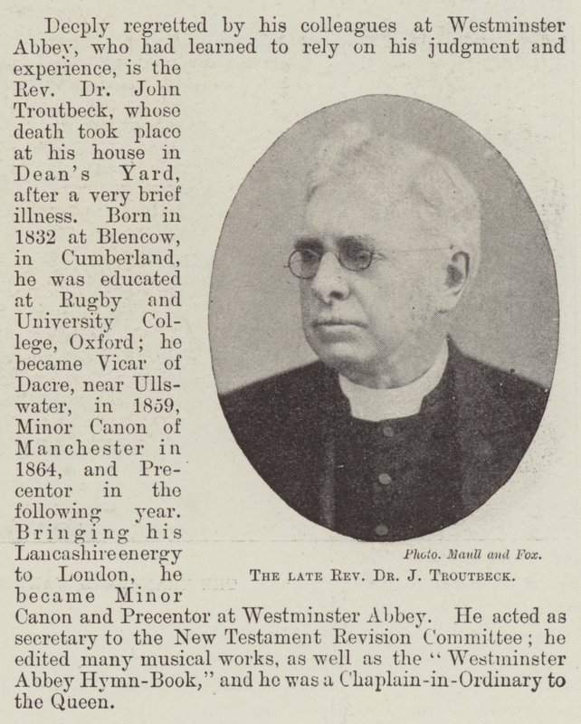 O falecido reverendo Dr. J Troutbeck de English Photographer