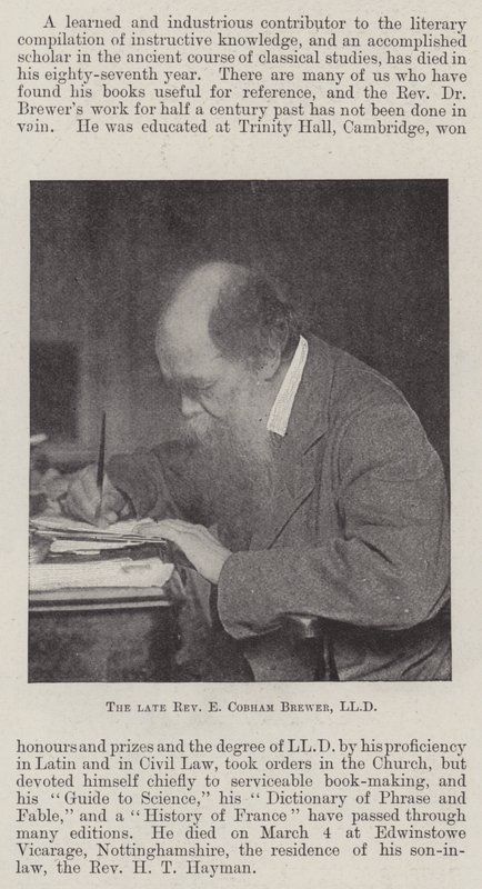 O falecido reverendo E Cobham Brewer, LLD de English Photographer