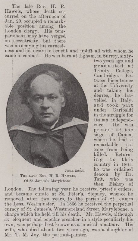 O falecido reverendo HR Haweis, de St Jamess, Marylebone de English Photographer
