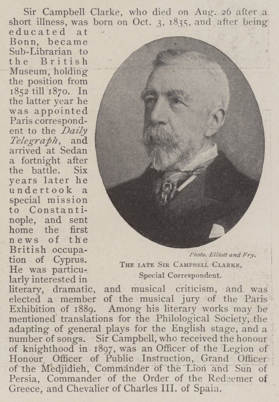 O falecido Sir Campbell Clarke, Correspondente Especial de English Photographer