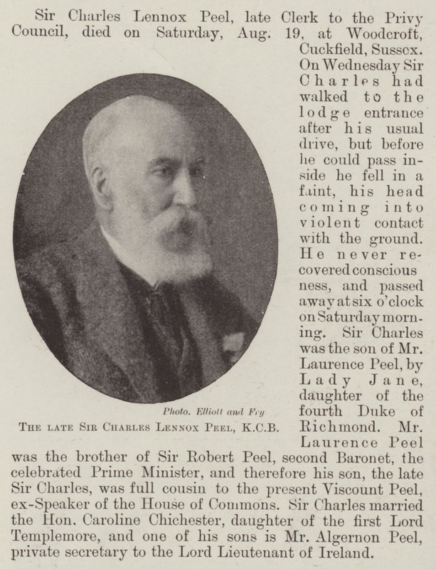 O falecido Sir Charles Lennox Peel, KCB de English Photographer