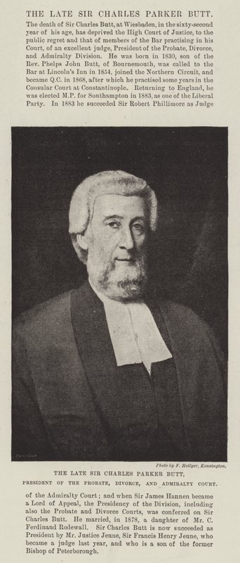 O falecido Sir Charles Parker Butt, Presidente da Probate, Divórcio e Tribunal do Almirantado de English Photographer