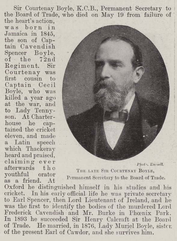 O falecido Sir Courtenay Boyle, Secretário Permanente da Junta Comercial de English Photographer