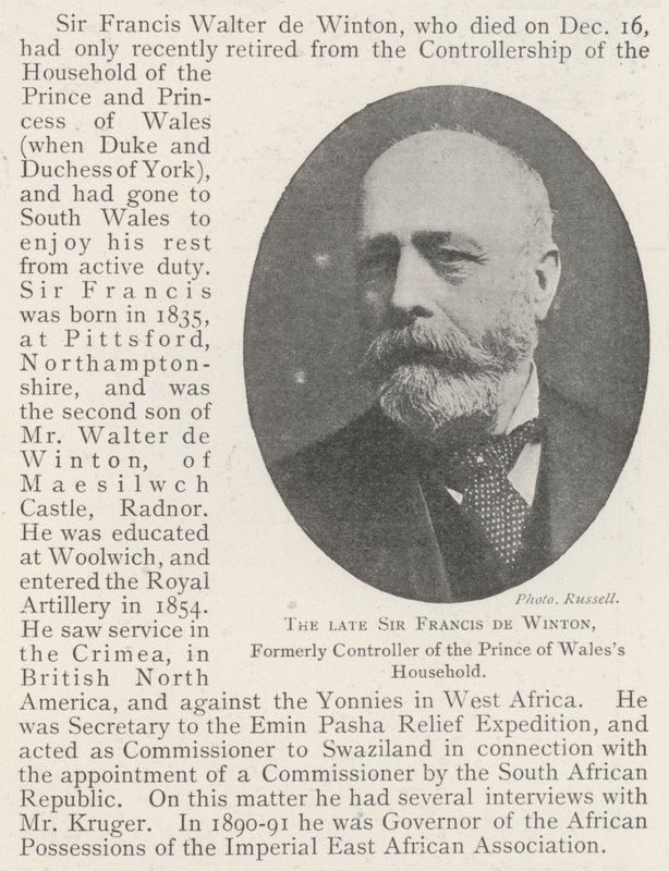 O falecido Sir Francis de Winton, ex-controlador do Príncipe de Waless Household de English Photographer