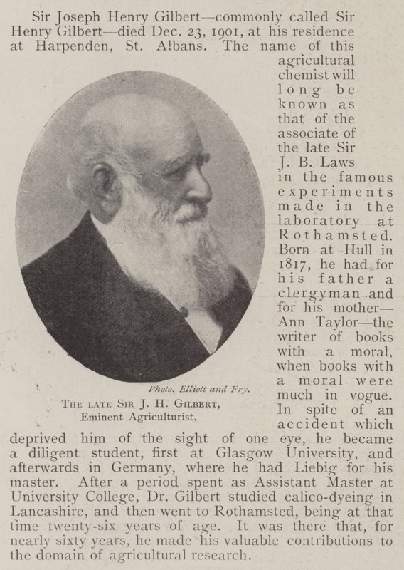 O falecido Sir JH Gilbert, Eminente Agricultor de English Photographer
