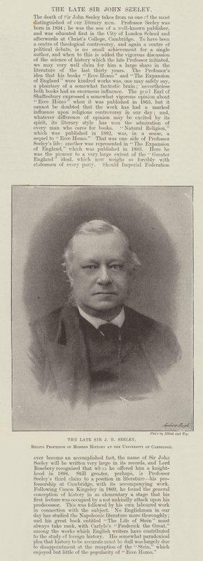 O falecido Sir JR Seeley, professor de História Moderna na Universidade de Cambridge de English Photographer