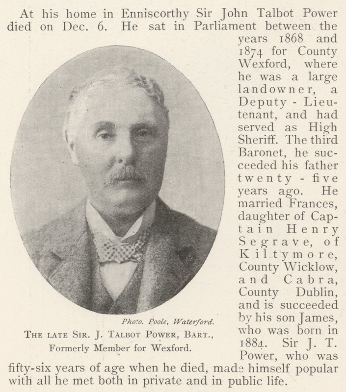 O falecido Sir J Talbot Power, Baronete, antigo membro de Wexford de English Photographer
