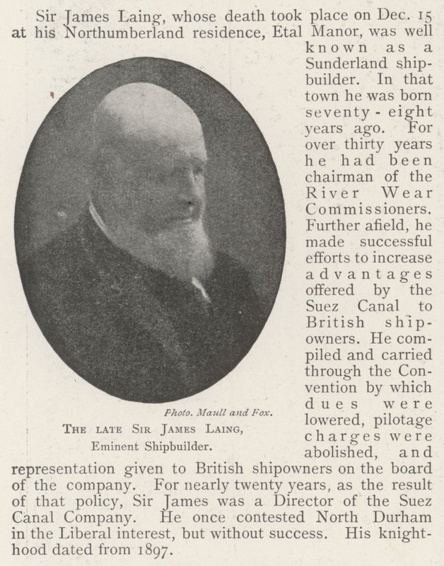 O falecido Sir James Laing, eminente construtor naval de English Photographer