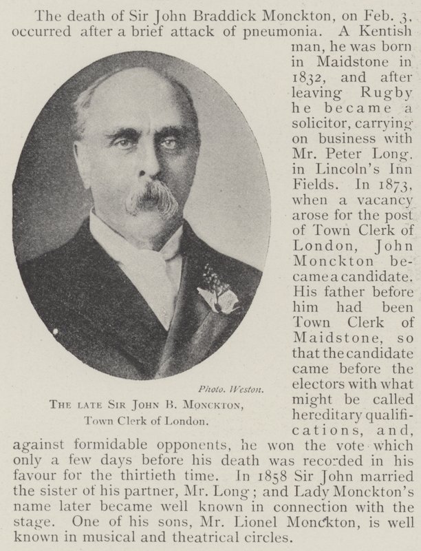 O falecido Sir John B Monckton, secretário municipal de Londres de English Photographer