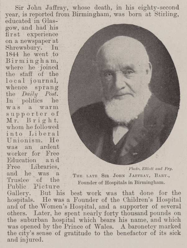 O falecido Sir John Jaffray, Baronet, fundador de hospitais em Birmingham de English Photographer