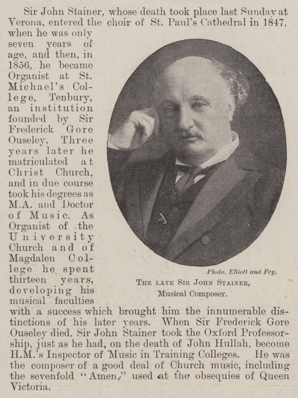 O falecido Sir John Stainer, compositor musical de English Photographer