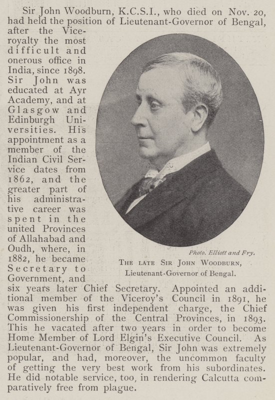 O falecido Sir John Woodburn, vice-governador de Bengala de English Photographer