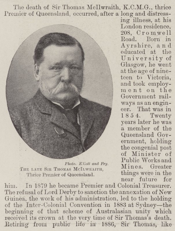 O falecido Sir Thomas McIlwraith, três vezes premier de Queensland de English Photographer