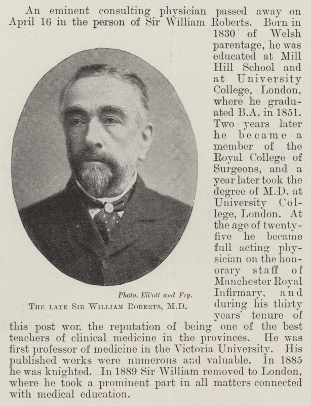 O falecido Sir William Roberts, MD de English Photographer