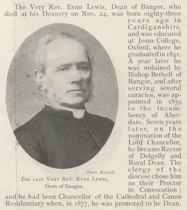 O falecido reverendo Evan Lewis, decano de Bangor de English Photographer