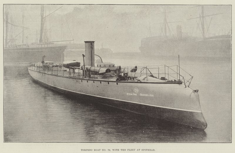 Barco de torpedo n º 79, com a frota no Spithead de English Photographer