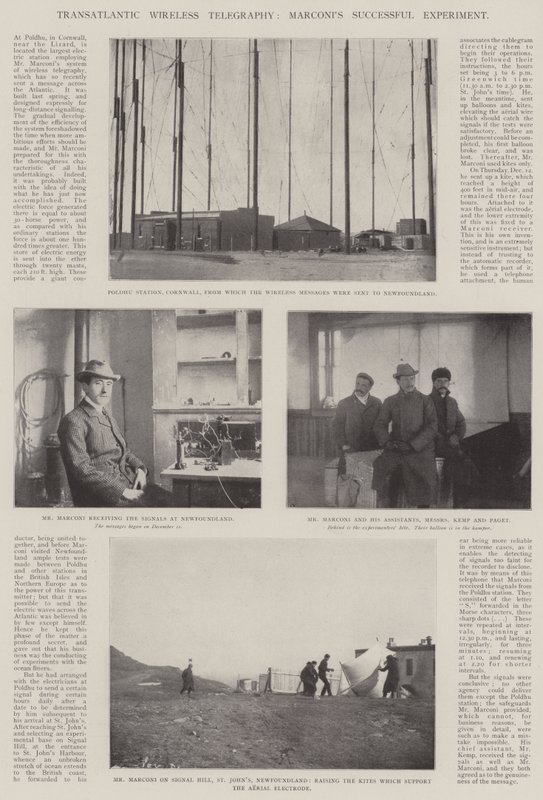 Telegrafia sem fio transatlântica, experimento bem-sucedido de Marconis de English Photographer