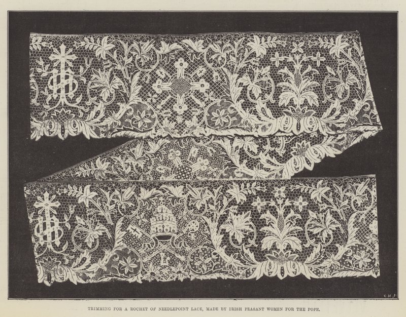 Aparar para um Rochet de Lace Needlepoint, feita por mulheres camponesas irlandesas para o Papa de English Photographer