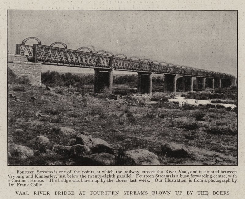 Ponte do rio Vaal em quatorze córregos explodidos pelos Boers de English Photographer