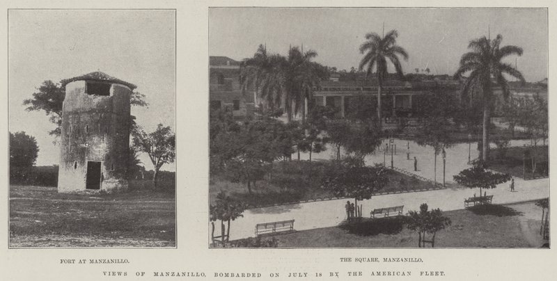 Vistas de Manzanillo, bombardeadas em 18 de julho pela frota americana de English Photographer