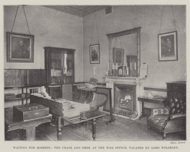Esperando por Roberts, o Presidente e Secretária no Ministério da Guerra, desocupado por Lord Wolseley de English Photographer