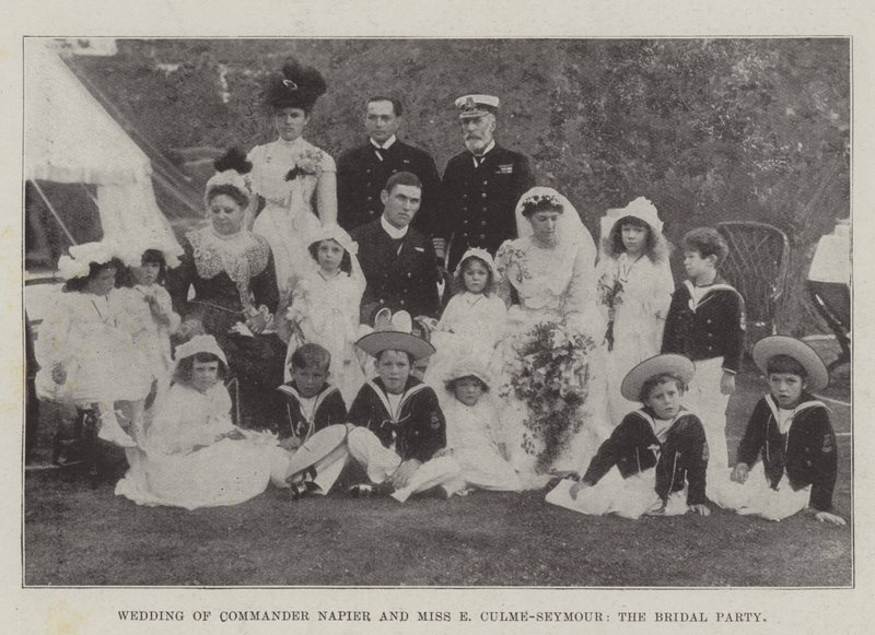 Casamento do comandante Napier e Miss E Culme-Seymour, o partido nupcial de English Photographer
