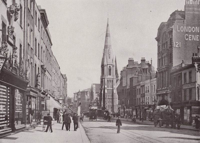 Westminster Bridge Road, com a Igreja de Cristo de English Photographer