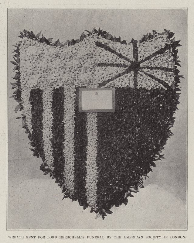 Coroa de flores enviada para o Senhor Herschells Funeral pela Sociedade Americana em Londres de English Photographer